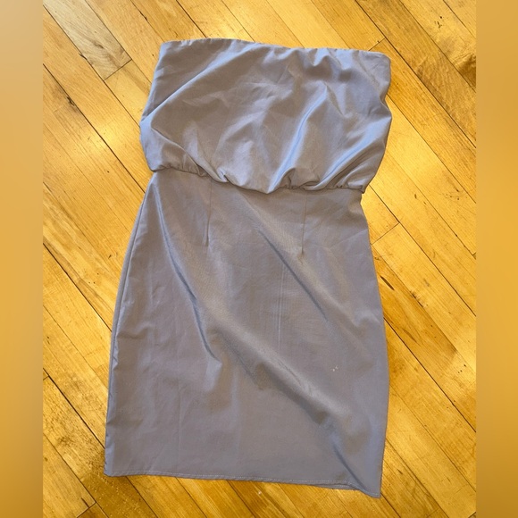 Small 26” waist tube mini dress taupe midi strapless bodycon S vintage custom - Picture 2 of 4